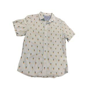 Banana Republic Luxe Stretch Short Sleeve Shirt Men's Medium Pineapple Print